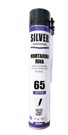 Піна монтажна SILVER 65 з трубочкою (ручна) 800 мл